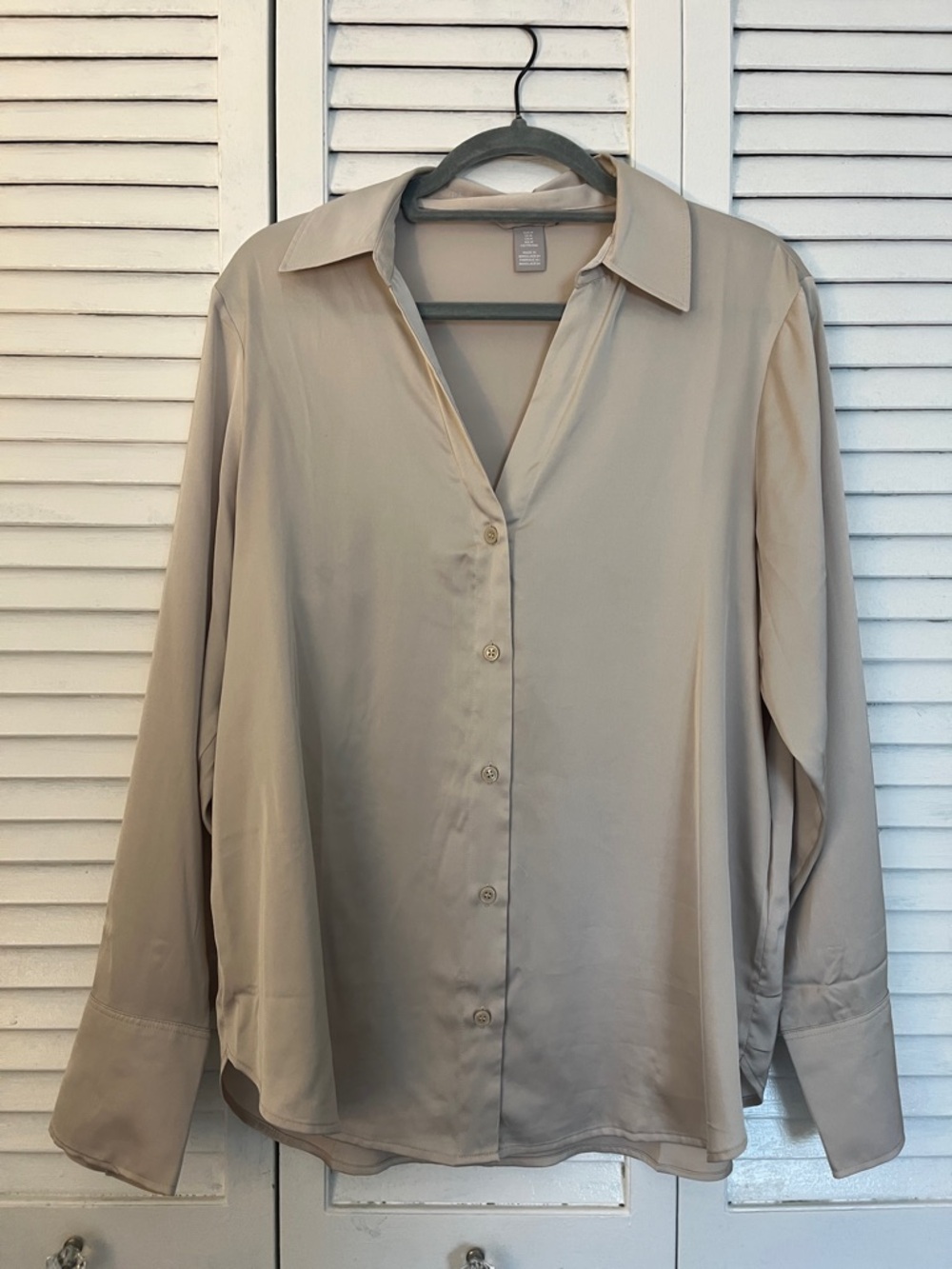 H&M Light Taupe Button-Down Blouse